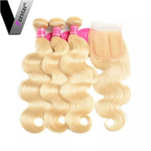 Load image into Gallery viewer, 100% Human Hair 3 Bundles with Lace Frontal Closure (18" 20", 22" + 16" closure)