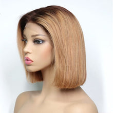 Load image into Gallery viewer, 100% Human Hair Lace Front Wig, Short Bob Ombre` Dark Rooted 4-27